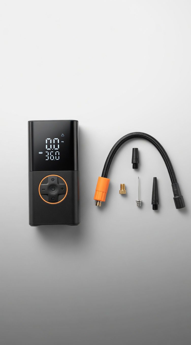 Compact Wireless Air Inflator - Digital Display Handheld Pump for Cars & Bikes